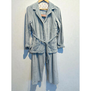 Lalide à Paris Claire Lounge Set Pajamas Size Medium Blue Terry Cloth Velour